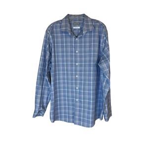 Michael Kors Men's Regular Fit Long Sleeved Shirt in Blue. Size XL 17 1/2 34/35.